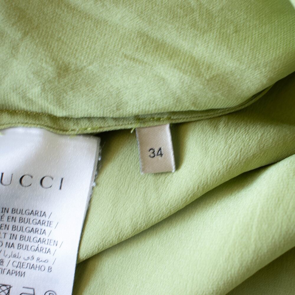 Gucci Uniform SILK Womens SIZE 34 Top Tie Neck Blouse Green LS - Picture 7 of 9